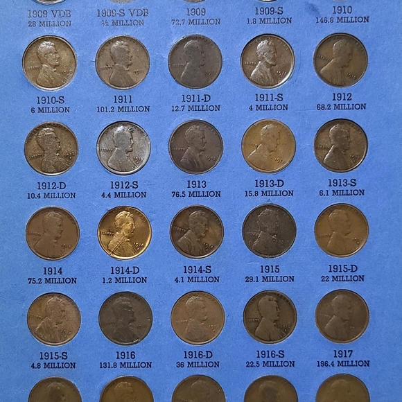 1909-1940 lincoln wheat cent penny ALBUM ONLY ONE COIN MISSING THE 1909 S VDB - Picture 2 of 10